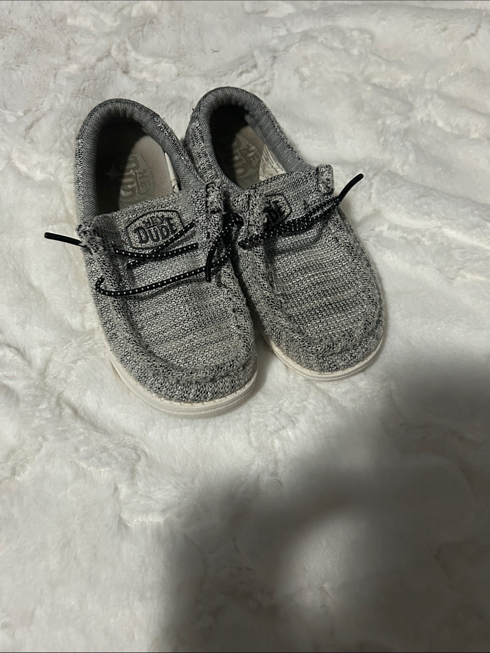 Hey Dude Gray Knit Kids Slip-On Sneakers